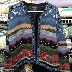 Lined zippered cardigan sweater
